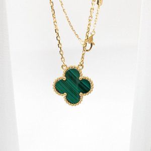 Van Cleef & Arpels Vintage Alhambra Pendant Necklace 18K Yellow Gold & Malachite